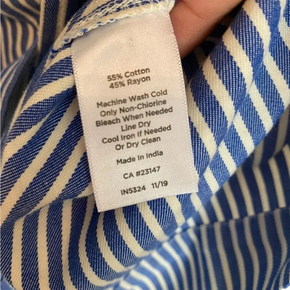 Talbots Button Front Blue Stripped Skirt - Picture 2 of 7